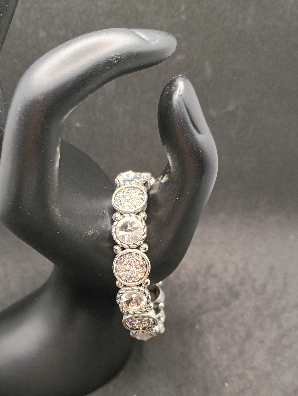 Kids Sparkling Silver-Tone Crystal Link Bracelet